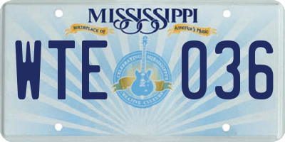 MS license plate WTE036