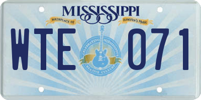 MS license plate WTE071