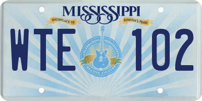 MS license plate WTE102