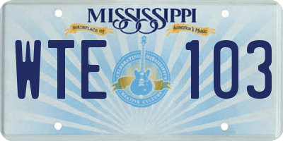 MS license plate WTE103