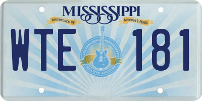 MS license plate WTE181