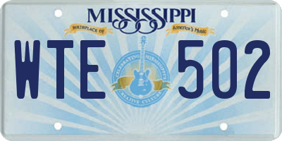 MS license plate WTE502