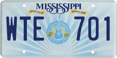 MS license plate WTE701