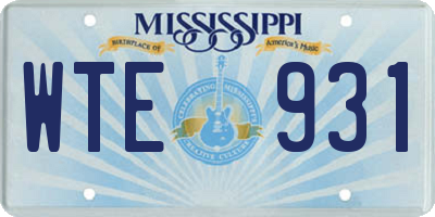 MS license plate WTE931