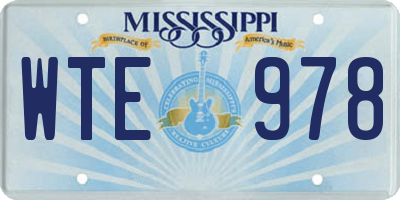 MS license plate WTE978