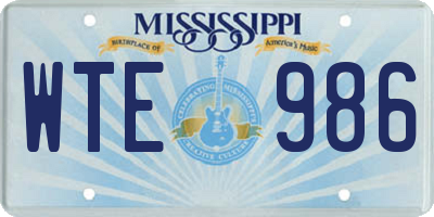 MS license plate WTE986