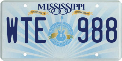 MS license plate WTE988
