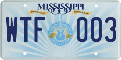 MS license plate WTF003
