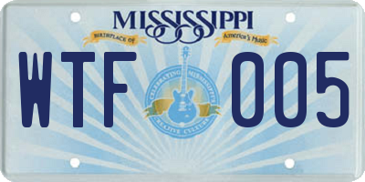 MS license plate WTF005