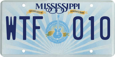 MS license plate WTF010