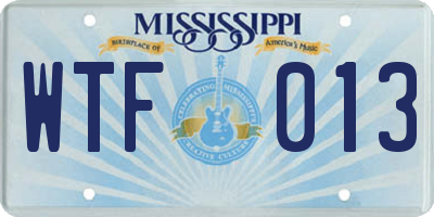 MS license plate WTF013