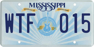 MS license plate WTF015