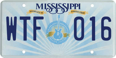 MS license plate WTF016
