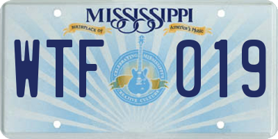 MS license plate WTF019