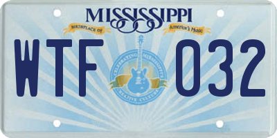 MS license plate WTF032