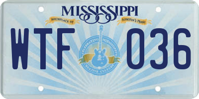 MS license plate WTF036