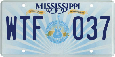 MS license plate WTF037