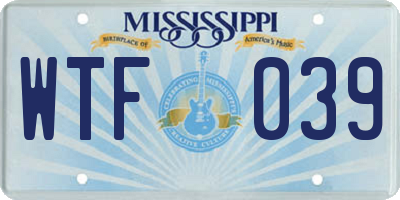 MS license plate WTF039