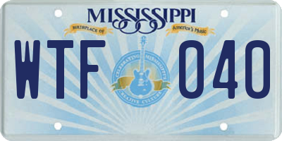 MS license plate WTF040