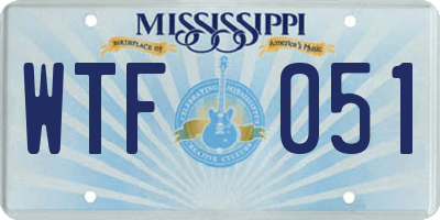 MS license plate WTF051