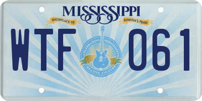 MS license plate WTF061