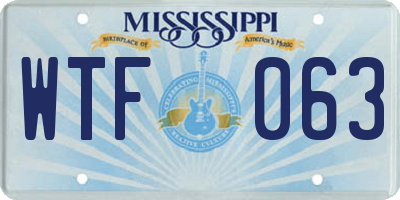 MS license plate WTF063