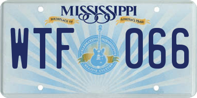 MS license plate WTF066