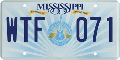 MS license plate WTF071