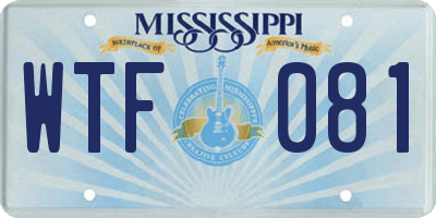 MS license plate WTF081