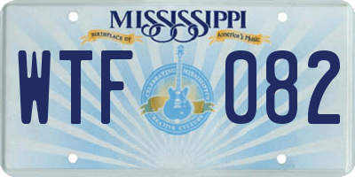 MS license plate WTF082