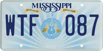 MS license plate WTF087