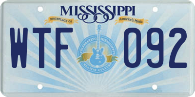 MS license plate WTF092