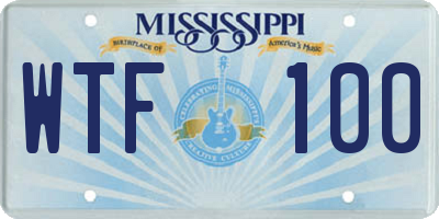 MS license plate WTF100