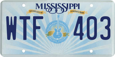 MS license plate WTF403