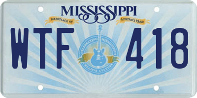 MS license plate WTF418