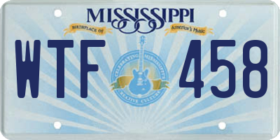 MS license plate WTF458
