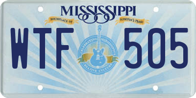 MS license plate WTF505