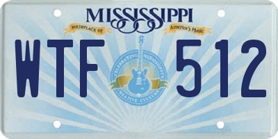 MS license plate WTF512