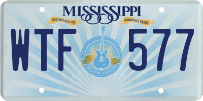 MS license plate WTF577