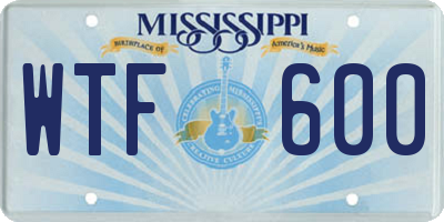 MS license plate WTF600