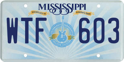 MS license plate WTF603