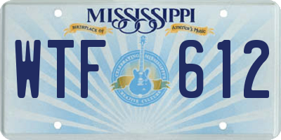 MS license plate WTF612