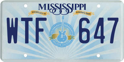 MS license plate WTF647