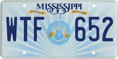 MS license plate WTF652