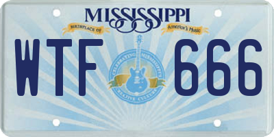 MS license plate WTF666