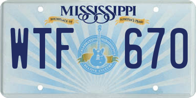 MS license plate WTF670