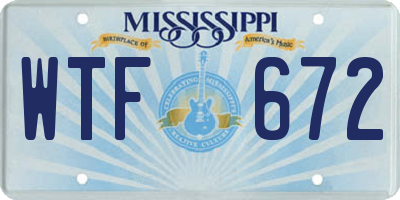 MS license plate WTF672
