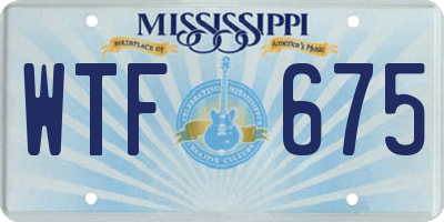 MS license plate WTF675