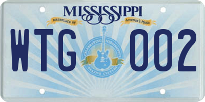 MS license plate WTG002