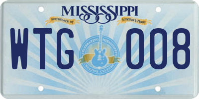 MS license plate WTG008
